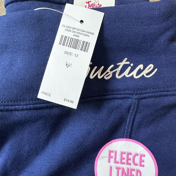 Justice Fleece Lined Leggings - Dark Blue and Light Mint - Picture 2 of 9